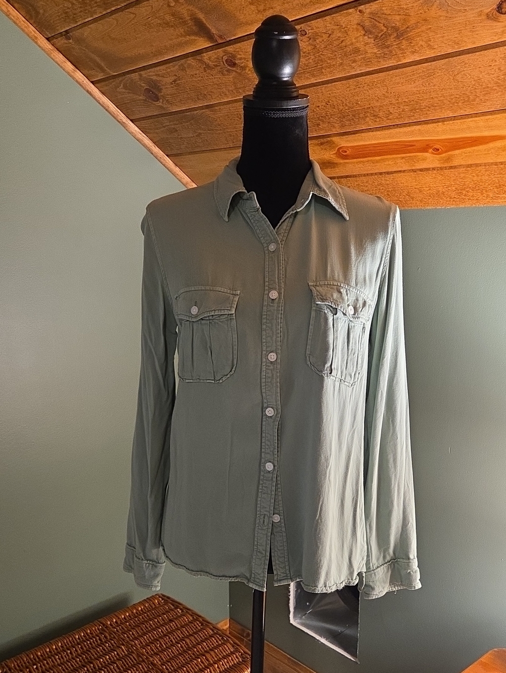 Harper Soft Sage Green Button-Up Shirt